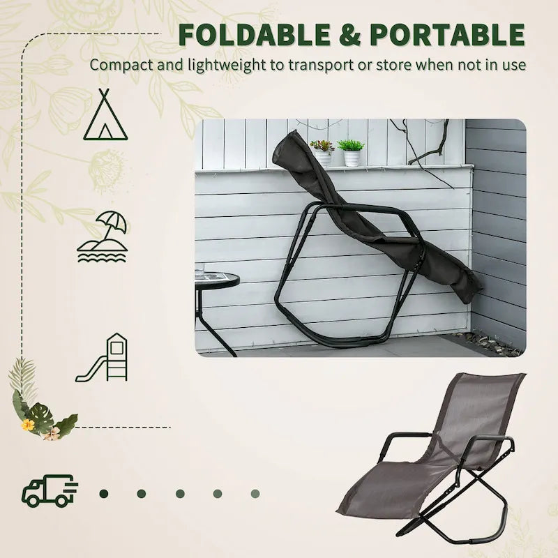 Outsunny Garden Rocking Sun Lounger Outdoor Zero-gravity Folding Reclining Rocker Lounge Chair for Sunbathing
