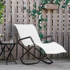 Outsunny Garden Rocking Sun Lounger Outdoor Zero-gravity Folding Reclining Rocker Lounge Chair for Sunbathing
