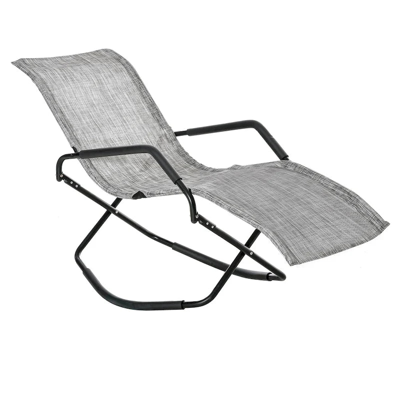 Outsunny Garden Rocking Sun Lounger Outdoor Zero-gravity Folding Reclining Rocker Lounge Chair for Sunbathing