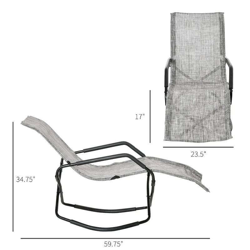 Outsunny Garden Rocking Sun Lounger Outdoor Zero-gravity Folding Reclining Rocker Lounge Chair for Sunbathing