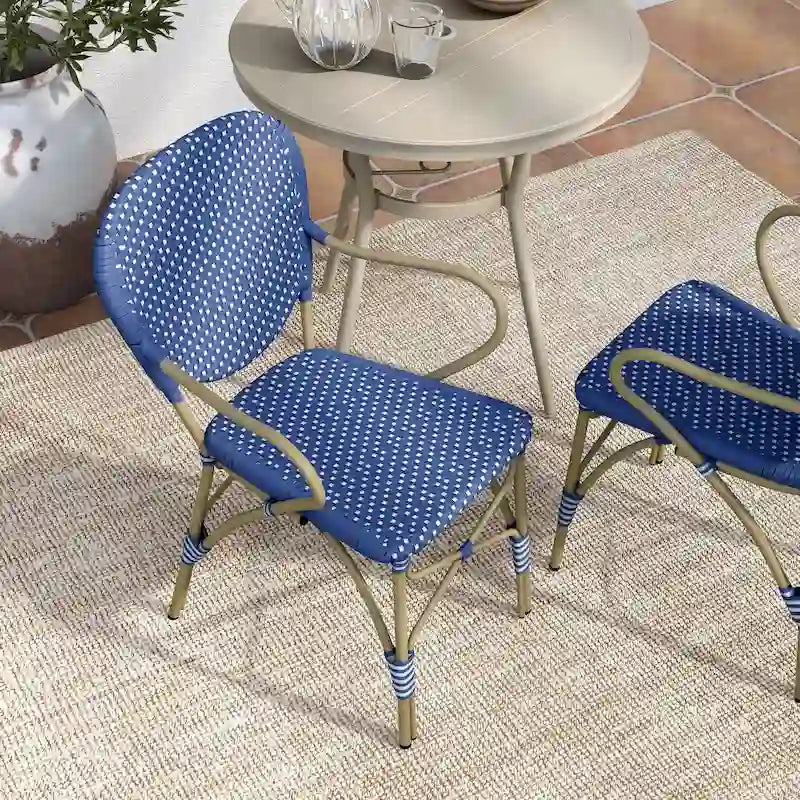 Courtnie French Blue PE Wicker Outdoor Dining Chairs (Set of 2) by Furniture of America - Set of 2