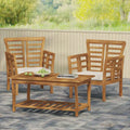 Caydon Acacia Wood Outdoor Club Chair and Coffee Table Set with Cushions by Christopher Knight Home