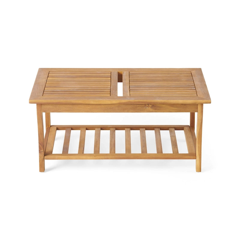 Caydon Acacia Wood Outdoor Club Chair and Coffee Table Set with Cushions by Christopher Knight Home