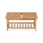 Caydon Acacia Wood Outdoor Club Chair and Coffee Table Set with Cushions by Christopher Knight Home