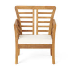 Caydon Acacia Wood Outdoor Club Chair and Coffee Table Set with Cushions by Christopher Knight Home