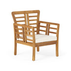 Caydon Acacia Wood Outdoor Club Chair and Coffee Table Set with Cushions by Christopher Knight Home