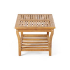 Caydon Acacia Wood Outdoor Club Chair and Coffee Table Set with Cushions by Christopher Knight Home