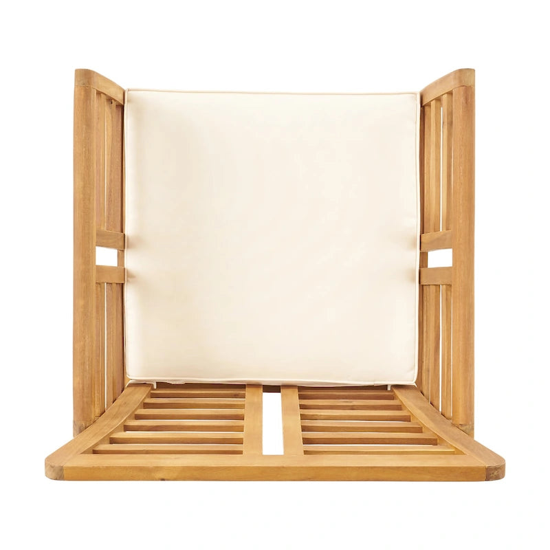 Caydon Acacia Wood Outdoor Club Chair and Coffee Table Set with Cushions by Christopher Knight Home