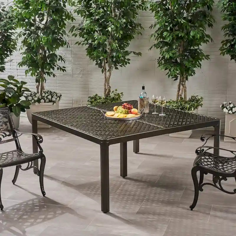 Tahoe Outdoor Modern Aluminum Dining Table with Woven Accents by Christopher Knight Home - 61.25 L x 61.25 W x 29.00 H