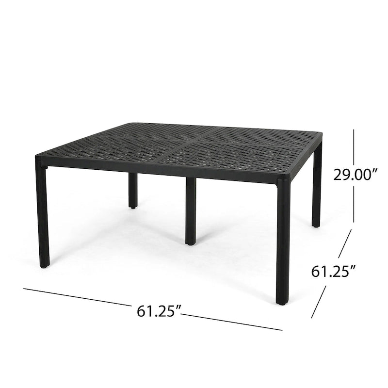 Tahoe Outdoor Modern Aluminum Dining Table with Woven Accents by Christopher Knight Home - 61.25 L x 61.25 W x 29.00 H
