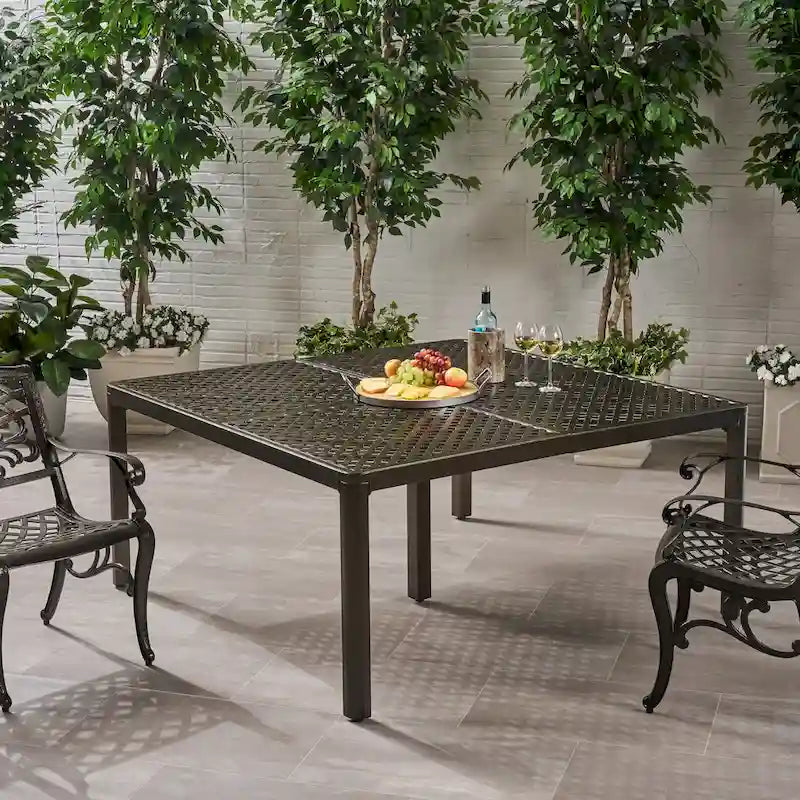 Tahoe Outdoor Modern Aluminum Dining Table with Woven Accents by Christopher Knight Home - 61.25 L x 61.25 W x 29.00 H