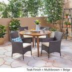 Biella Outdoor 5 Piece Wood and Wicker Dining Set by Christopher Knight Home