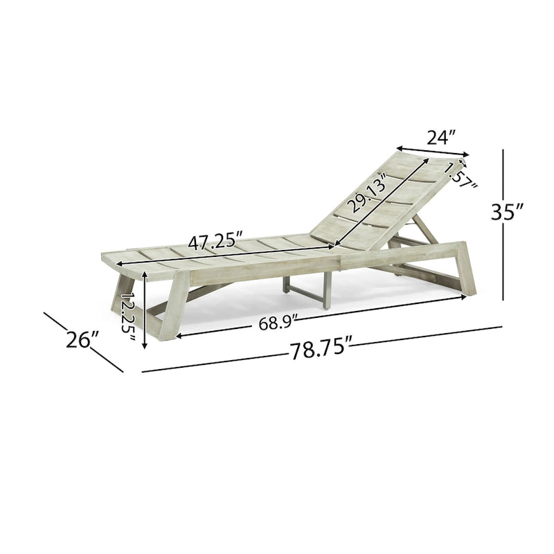 Mahalo Outdoor 2 Piece Acacia Wood Chaise Lounge Set with Side Table by Christopher Knight Home