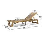 Mahalo Outdoor 2 Piece Acacia Wood Chaise Lounge Set with Side Table by Christopher Knight Home
