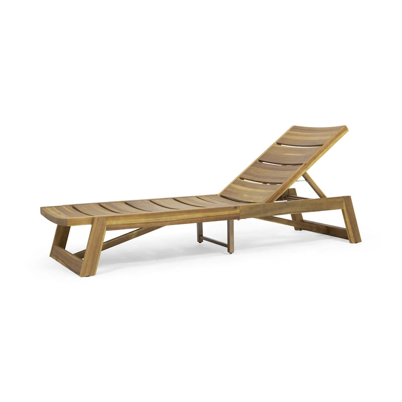 Mahalo Outdoor 2 Piece Acacia Wood Chaise Lounge Set with Side Table by Christopher Knight Home