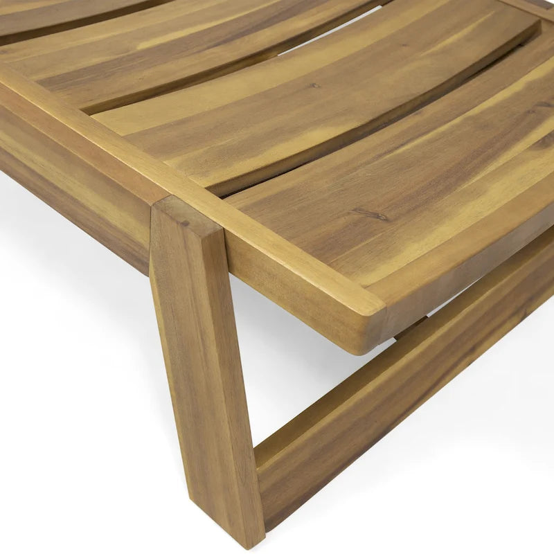 Mahalo Outdoor 2 Piece Acacia Wood Chaise Lounge Set with Side Table by Christopher Knight Home