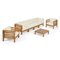 Oana Outdoor 6-seat Acacia Wood Sofa and Club Chair Chat Set by Christopher Knight Home