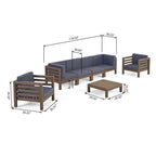 Oana Outdoor 6-seat Acacia Wood Sofa and Club Chair Chat Set by Christopher Knight Home