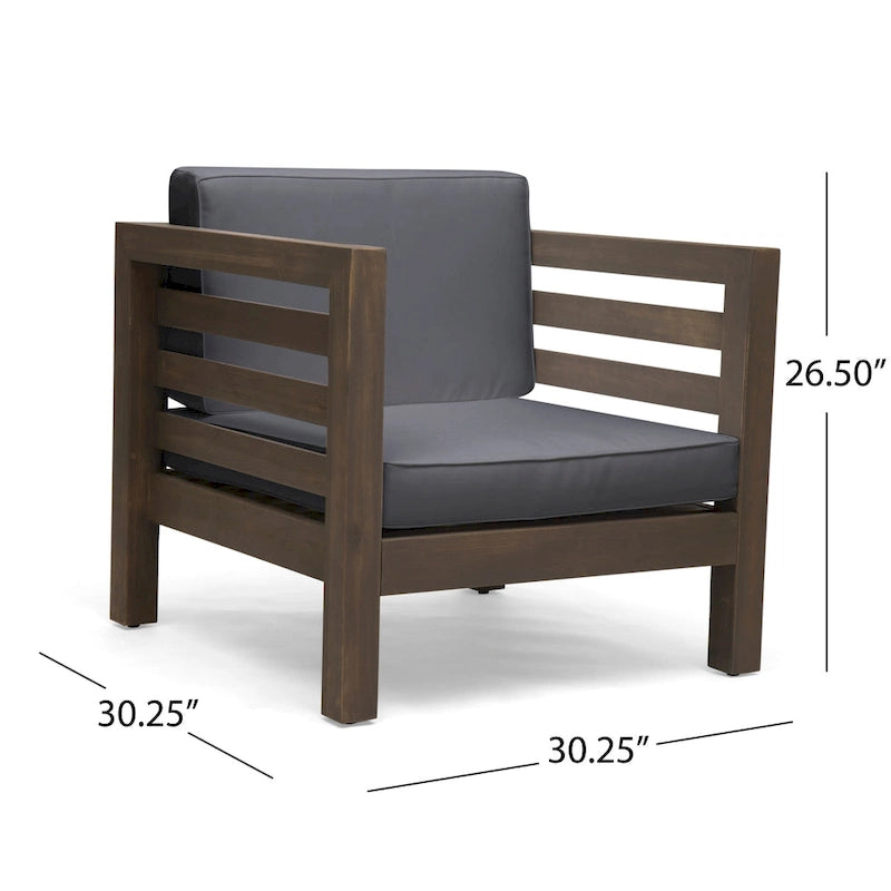 Oana Outdoor 6-seat Acacia Wood Sofa and Club Chair Chat Set by Christopher Knight Home
