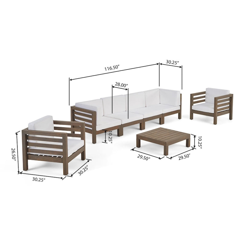 Oana Outdoor 6-seat Acacia Wood Sofa and Club Chair Chat Set by Christopher Knight Home