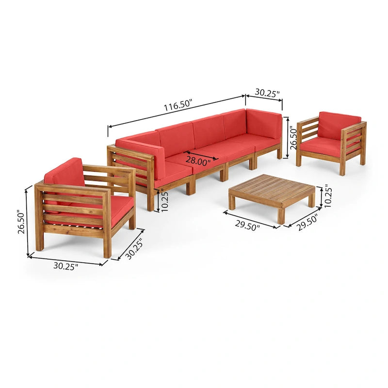 Oana Outdoor 6-seat Acacia Wood Sofa and Club Chair Chat Set by Christopher Knight Home