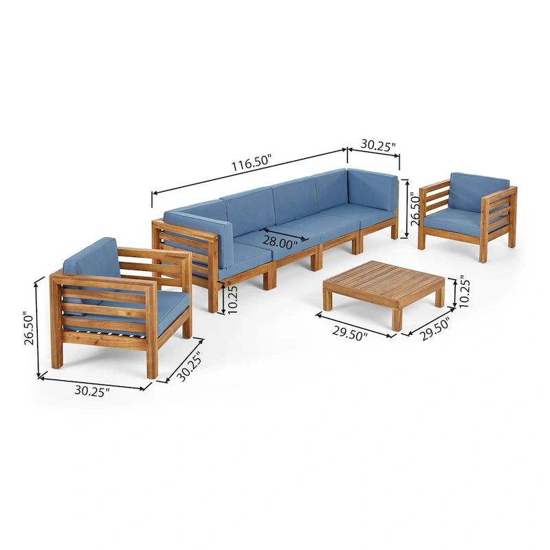 Oana Outdoor 6-seat Acacia Wood Sofa and Club Chair Chat Set by Christopher Knight Home