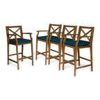 Perla Outdoor Acacia Barstools (Set of 4) by Christopher Knight Home