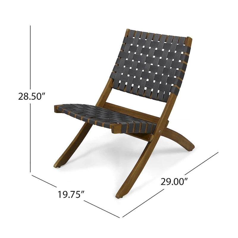 Huntsville Outdoor Foldable 2 Seater Acacia Wood Chat Set with Strapping Belt Accents by Christopher Knight Home