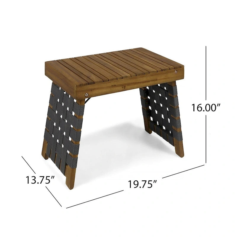 Huntsville Outdoor Foldable 2 Seater Acacia Wood Chat Set with Strapping Belt Accents by Christopher Knight Home