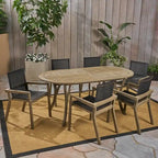 Arletta Outdoor Acacia Wood 6 Seater Patio Dining Set with Mesh Seats by Christopher Knight Home