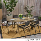 Arletta Outdoor Acacia Wood 6 Seater Patio Dining Set with Mesh Seats by Christopher Knight Home