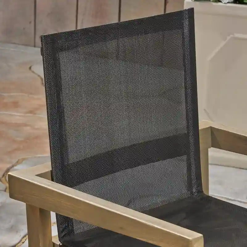 Arletta Outdoor Acacia Wood 6 Seater Patio Dining Set with Mesh Seats by Christopher Knight Home