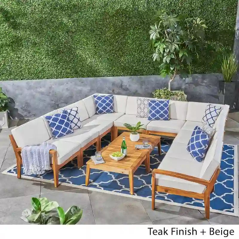 Grenada Outdoor Acacia 10-seater Sectional Sofa Set by Christopher Knight Home
