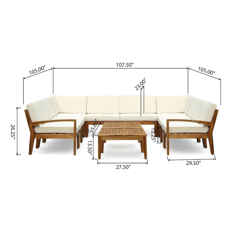 Grenada Outdoor Acacia 10-seater Sectional Sofa Set by Christopher Knight Home