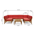 Grenada Outdoor Acacia 10-seater Sectional Sofa Set by Christopher Knight Home