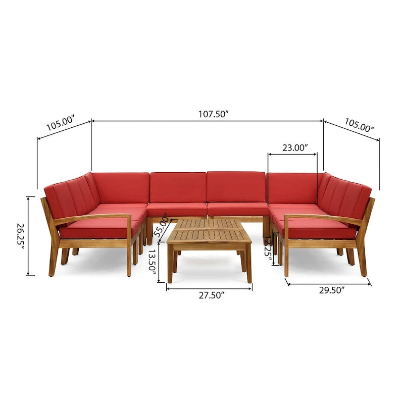 Grenada Outdoor Acacia 10-seater Sectional Sofa Set by Christopher Knight Home
