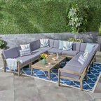 Grenada Outdoor Acacia 10-seater Sectional Sofa Set by Christopher Knight Home