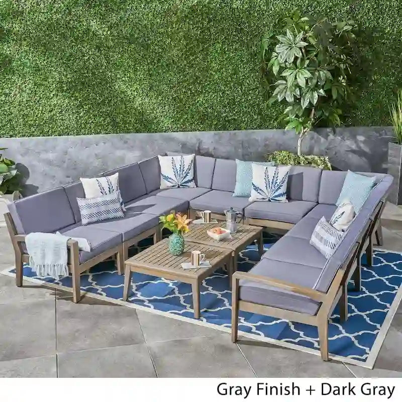 Grenada Outdoor Acacia 10-seater Sectional Sofa Set by Christopher Knight Home
