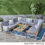 Grenada Outdoor Acacia 10-seater Sectional Sofa Set by Christopher Knight Home