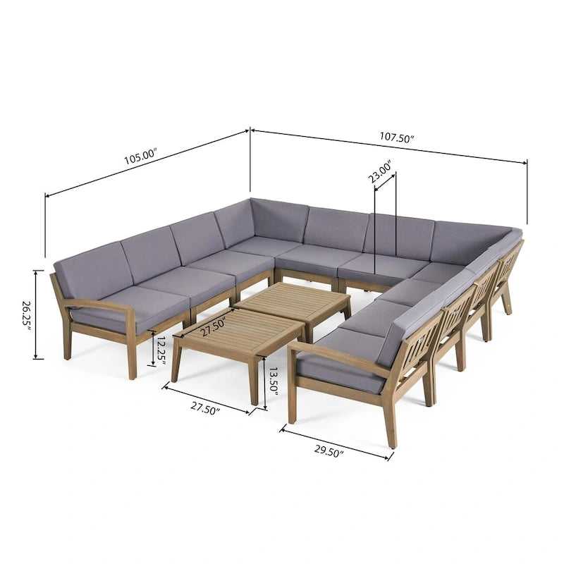 Grenada Outdoor Acacia 10-seater Sectional Sofa Set by Christopher Knight Home