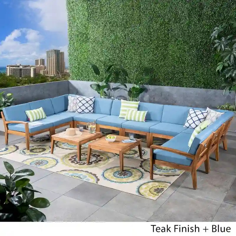 Grenada Outdoor Acacia 10-seater Sectional Sofa Set by Christopher Knight Home