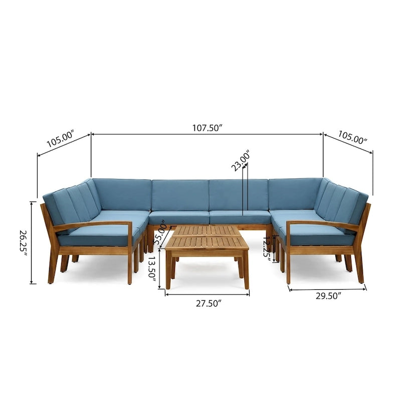 Grenada Outdoor Acacia 10-seater Sectional Sofa Set by Christopher Knight Home