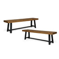 Raphael Acacia Wood Outdoor Bench (Set of 2)by Christopher Knight Home