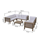 Oana Outdoor 9-Piece Acacia Wood Sectional Sofa Set with Coffee Table by Christopher Knight Home
