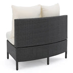 Newton Wicker Outdoor Curved Loveseat Sectional with Cushions by Christopher Knight Home