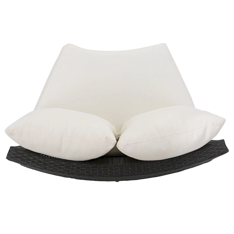 Newton Wicker Outdoor Curved Loveseat Sectional with Cushions by Christopher Knight Home