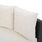 Newton Wicker Outdoor Curved Loveseat Sectional with Cushions by Christopher Knight Home
