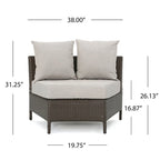 Newton Wicker Outdoor Curved Loveseat Sectional with Cushions by Christopher Knight Home