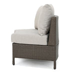 Newton Wicker Outdoor Curved Loveseat Sectional with Cushions by Christopher Knight Home