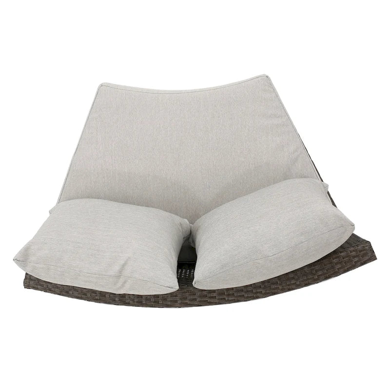Newton Wicker Outdoor Curved Loveseat Sectional with Cushions by Christopher Knight Home